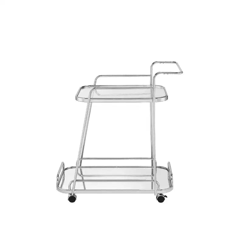 30" Clear Glass Serving Cart Chrome Finish: Beverage & Espresso Cart with Wheels