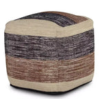 Square Handwoven Pouf Beige/Brown/Black