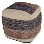 Square Handwoven Pouf Beige/Brown/Black