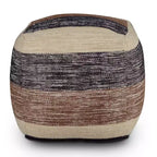 Square Handwoven Pouf Beige/Brown/Black