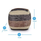 Square Handwoven Pouf Beige/Brown/Black