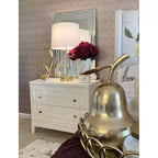 2 Drawer Nightstand, White/Gold