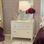 2 Drawer Nightstand, White/Gold