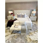 2 Drawer Nightstand, White/Gold