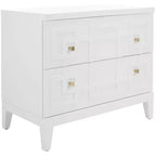 2 Drawer Nightstand, White/Gold