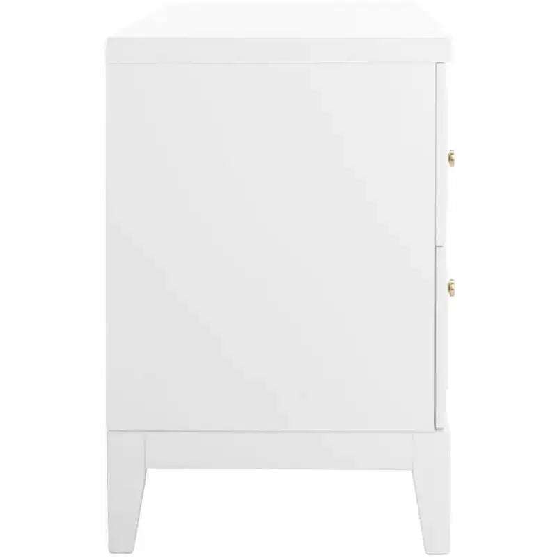 2 Drawer Nightstand, White/Gold