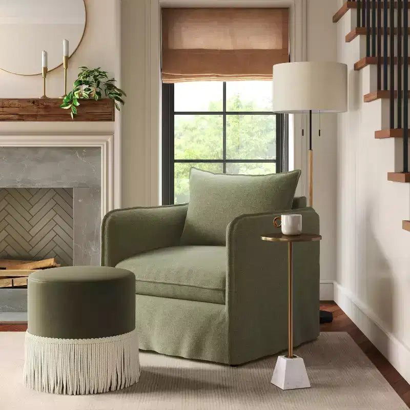 Slouchy Lounge Chair with French Seams