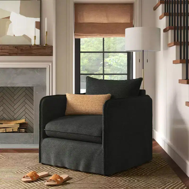 Slouchy Lounge Chair with French Seams