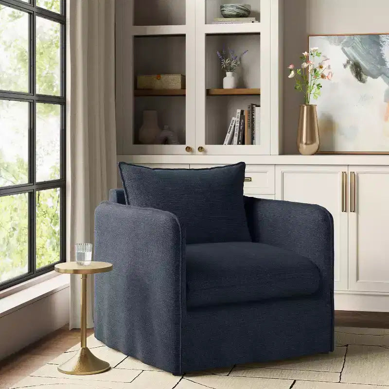 Slouchy Lounge Chair with French Seams