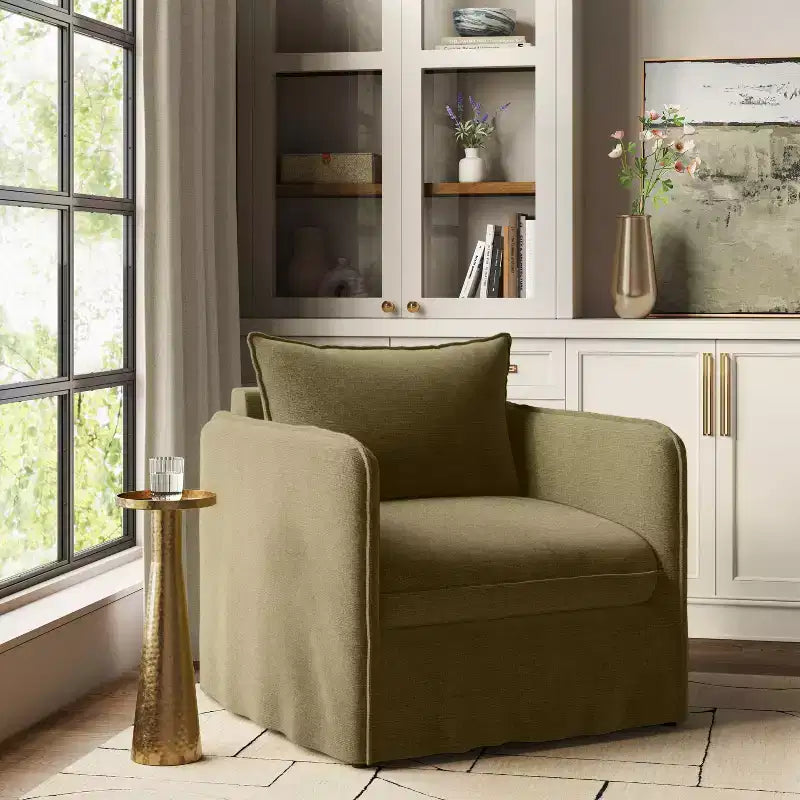 Slouchy Lounge Chair with French Seams