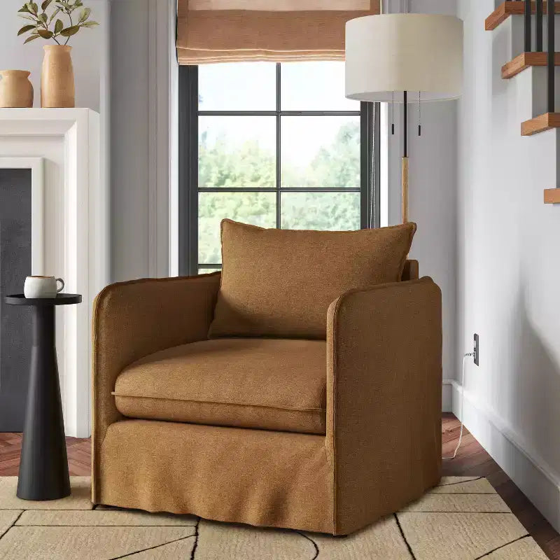 Slouchy Lounge Chair with French Seams