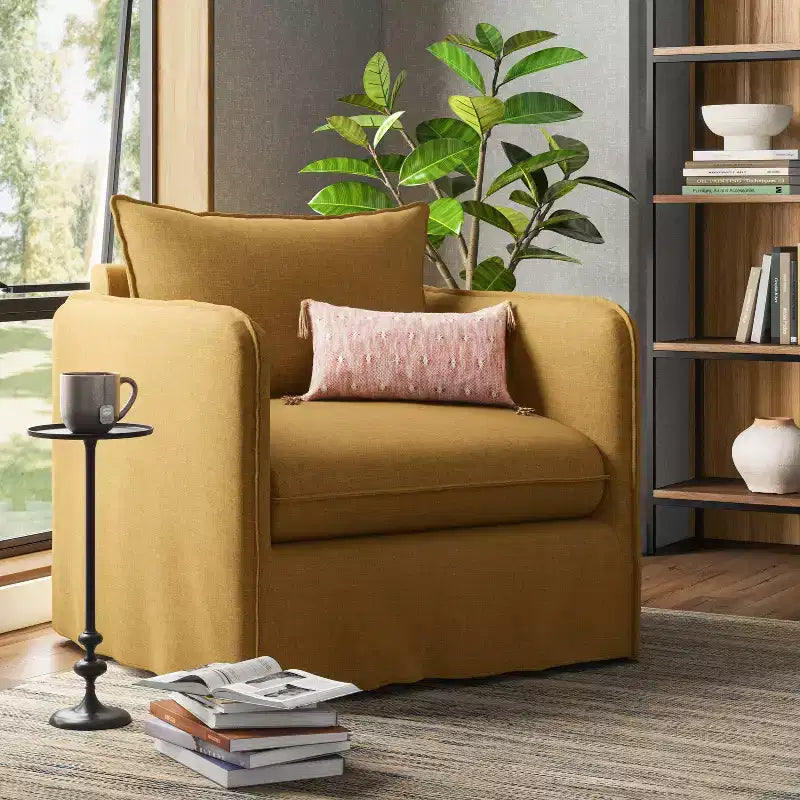 Slouchy Lounge Chair with French Seams