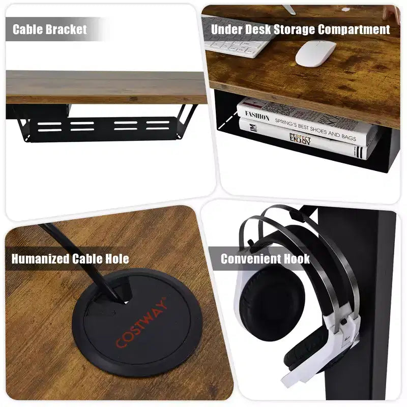48'' Electric Standing Desk Height Adjustable w/ Control Panel & USB Port Rustic/Walnut