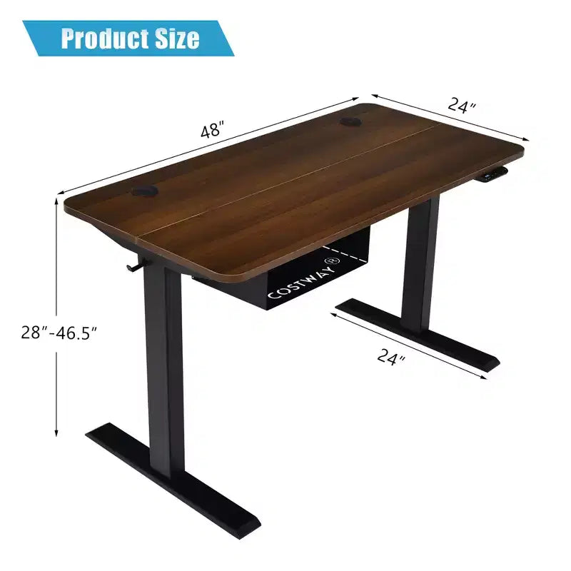 48'' Electric Standing Desk Height Adjustable w/ Control Panel & USB Port Rustic/Walnut