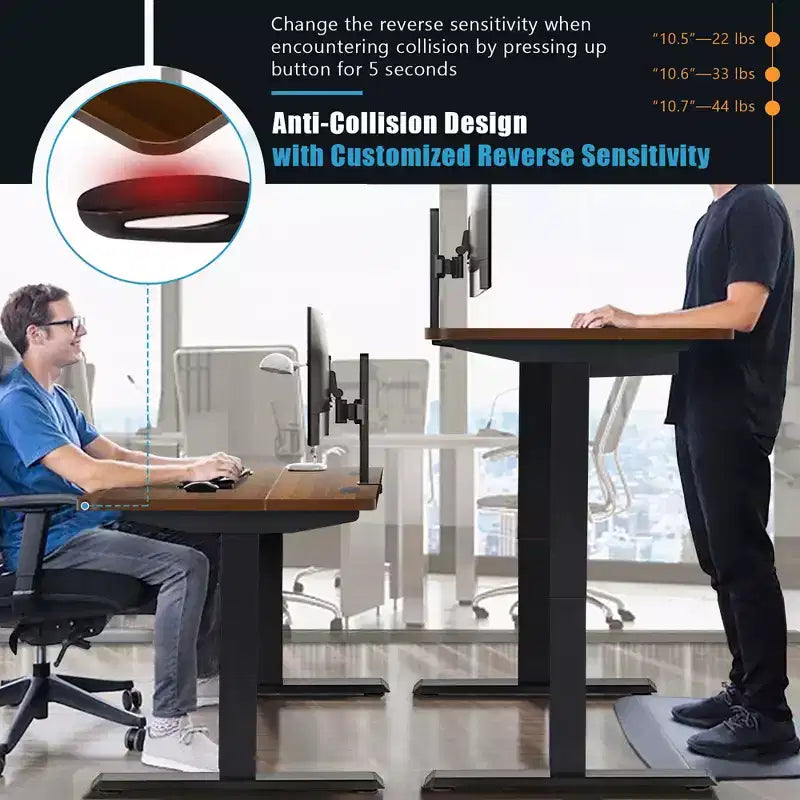 48'' Electric Standing Desk Height Adjustable w/ Control Panel & USB Port Rustic/Walnut