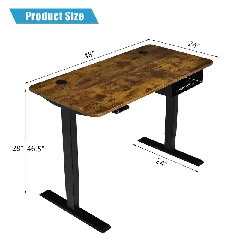 48'' Electric Standing Desk Height Adjustable w/ Control Panel & USB Port Rustic/Walnut