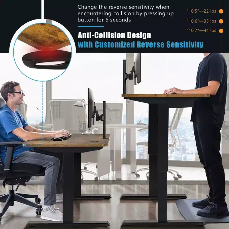 48'' Electric Standing Desk Height Adjustable w/ Control Panel & USB Port Rustic/Walnut