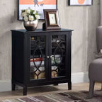 Sideboard Display Cabinet with Double Framed Glass Doors, 2 Adjustable Shelves, and Elevated Base