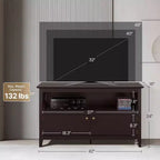 High Quality TV Stand Large Display TV Cabinet Shelf w/2 Storage Doors, Espresso