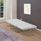 2-in-1 Foldable Ottoman, Convertible Guest Sleeper Bed with Thick Padded Foam and Storage Box for Small Room, Living Room, Gray