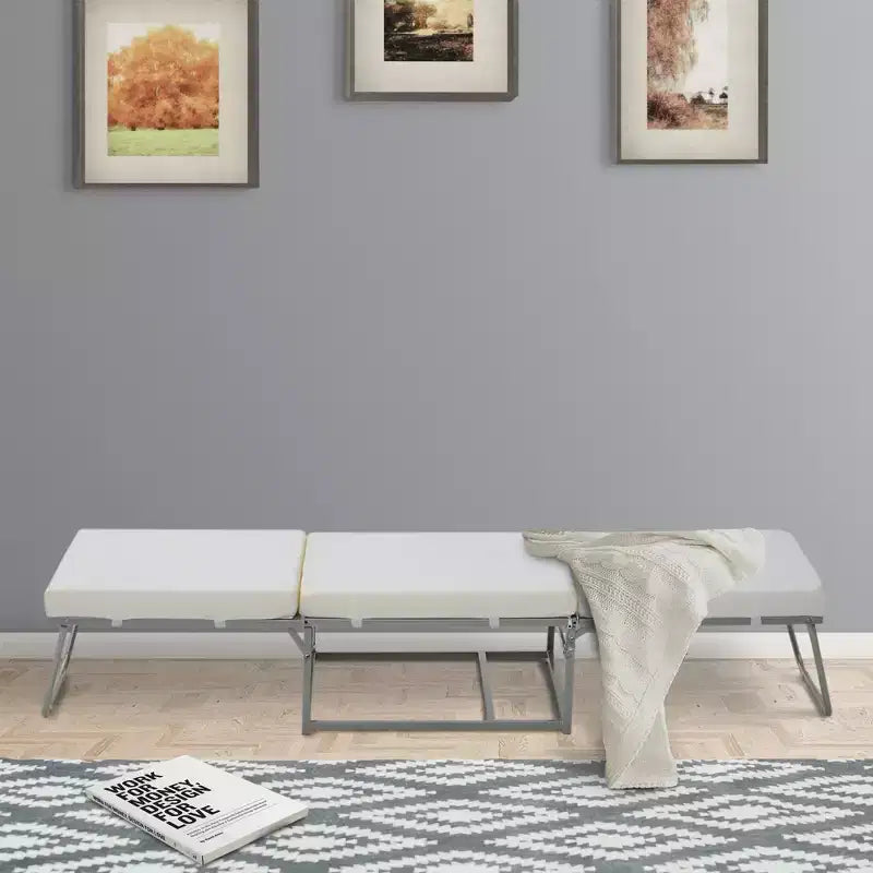 2-in-1 Foldable Ottoman, Convertible Guest Sleeper Bed with Thick Padded Foam and Storage Box for Small Room, Living Room, Gray