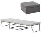 2-in-1 Foldable Ottoman, Convertible Guest Sleeper Bed with Thick Padded Foam and Storage Box for Small Room, Living Room, Gray